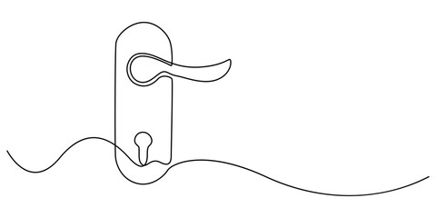 door knob continuous one line drawing, Door Handle Drawing, Doorknob Black Stroke Linear Icon, Doorknob Icon on Black and White Vector Backgrounds, Silhouette Illustration Minimalist Style, Graphic. 