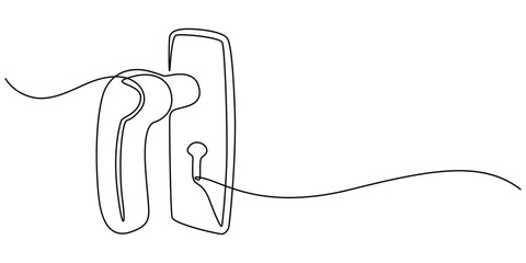 door knob continuous one line drawing, Door Handle Drawing, Doorknob Black Stroke Linear Icon, Doorknob Icon on Black and White Vector Backgrounds, Silhouette Illustration Minimalist Style, Graphic. 