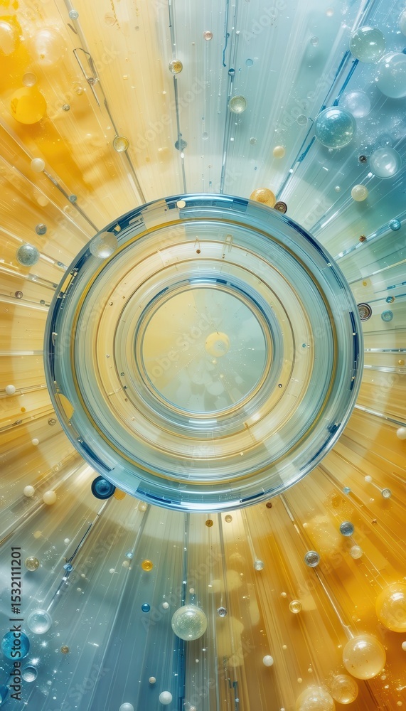 Poster vibrant abstract design with circular shapes and colorful spheres for mobile backgrounds