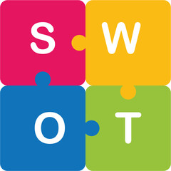 Modern Pastel SWOT Puzzle Rounded Corner Infographic Template