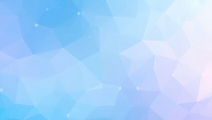 Fototapeta premium Abstract geometric background with light blue and white triangles and small white dots scattered around