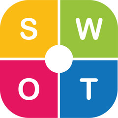 Modern SWOT Diagram Rounded Corner Flat Design

