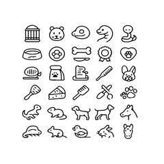 collection, pet, design, vector, icon, outline, set, illustration, animal, isolated, cartoon, graphic, character, line, drawing, art, cute, pose, sketch, dog, flat, white, clip art, element, mammal, d