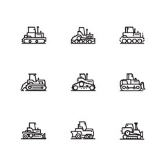 Minimalist bulldozer line illustration for graphic design
