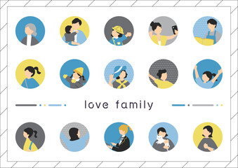 家族の人物アイコン素材集