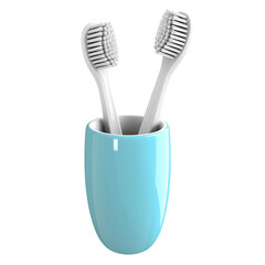 Toothbrush in blue holder isolated on transparent background