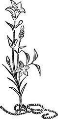 Hand-drawn linear plant vector illustration painting materials, potted flower sketches