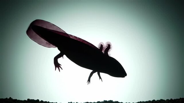 Silhouette of amphibian in motion