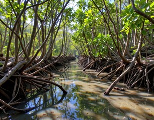 carbon cycling in mangrove trees protects coastal areas while storing significant amounts of carbon in sediments.