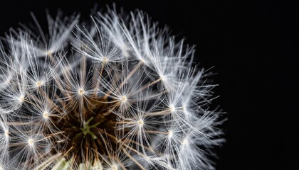 Obraz premium Detailed macro shot of a dandelion seed head with delicate white filaments