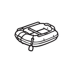 Minimalist lifeboat illustration outline drawing for safety concept