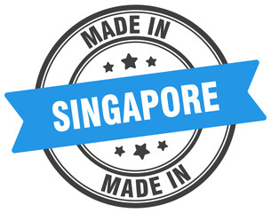 Made in Singapore round sign. Made in Singapore stamp.