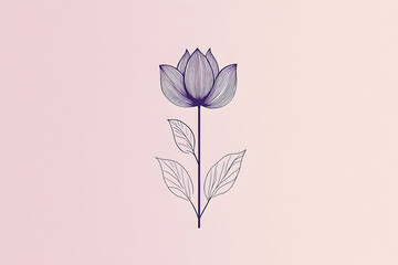 Delicate line art illustration of a flower and leaves.