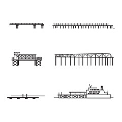 Obraz premium Minimalist line art of a wooden pier extending into water