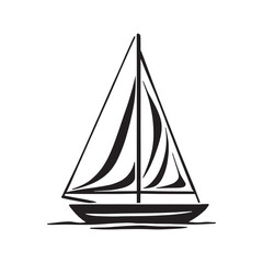 Minimalist line art of marina with sailboats and water