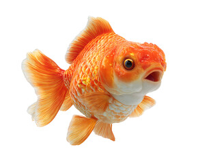 Golden Fish: A vibrant golden fish glides gracefully against a clean background, its scales shimmering in the light, evoking a sense of serenity and natural beauty.