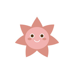 Cute Pink Flower with Smiling Face