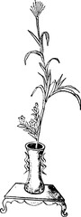 Hand-drawn linear plant vector illustration painting materials, potted flower sketches