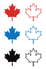 Maple leaf icon set. Canada leaf icon set. solid and line icon style. eps file.