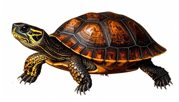 Detailed rendering of a turtle with distinctive markings and shell pattern