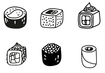  Sushi icons set. vector. editable