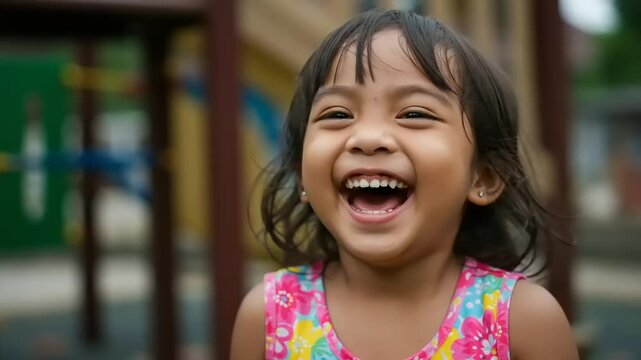 Happy young girl laughing