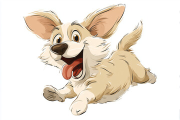a cheerful cartoon dog running with its tongue out, radiating happiness and energy. perfect for children’s books, pet-themed designs, and playful creative projects