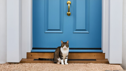 Cat in front of door