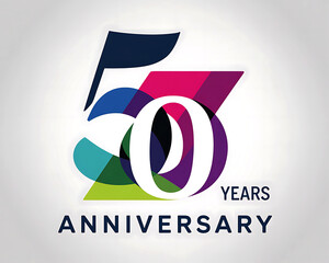 Colorful fifty years anniversary logo design for celebration and milestone achievement