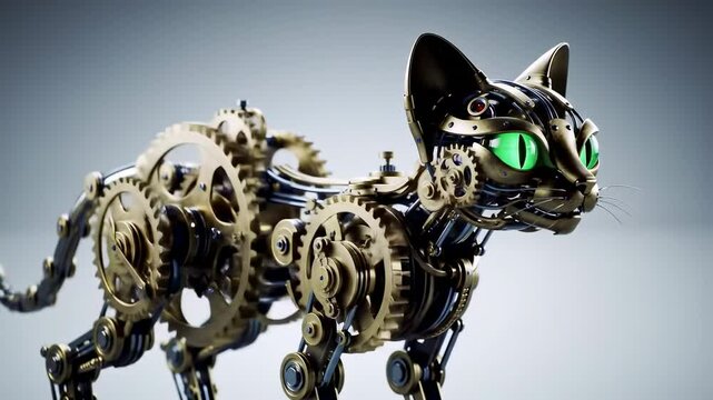 Steampunk cat art illustration