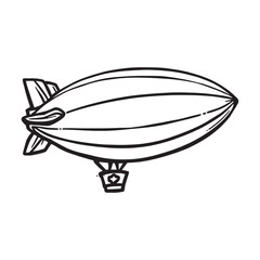 Minimalist Vector Line Art of Retro Zeppelin Aircraft