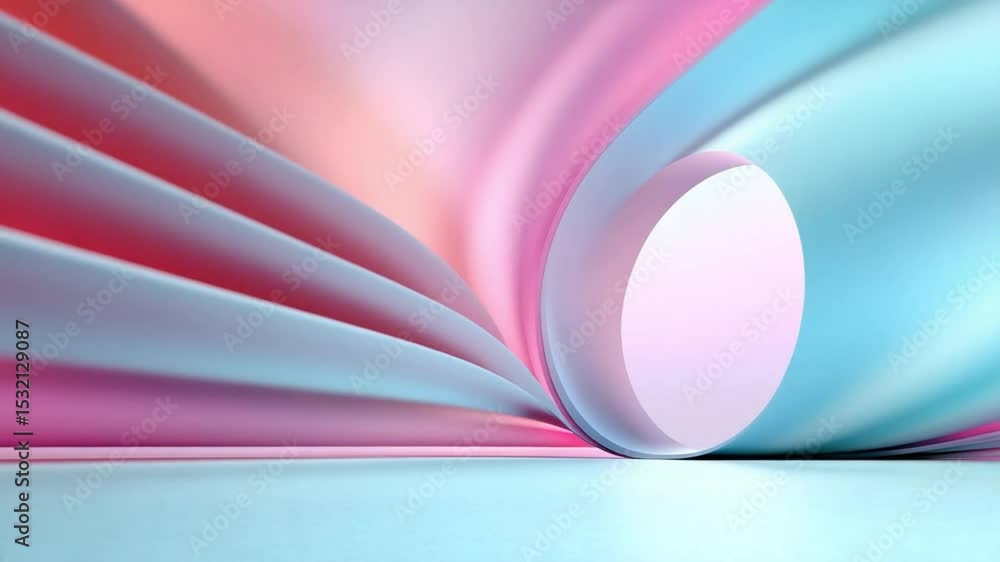Poster Abstract Colorful Paper Swirls: A mesmerizing display of swirling pastel-colored paper sheets, creating a captivating abstract composition with a sense of depth and fluidity.