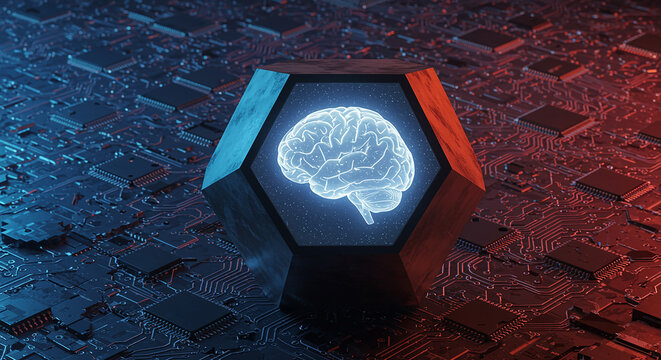 Futuristic digital brain concept of artificial intelligence and machine learning processing