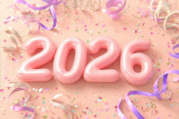  new year card,3D number of "2026"
