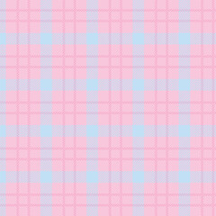 Seamless pastel pink and light blue plaid pattern design for fabric, wallpaper, and backgrounds