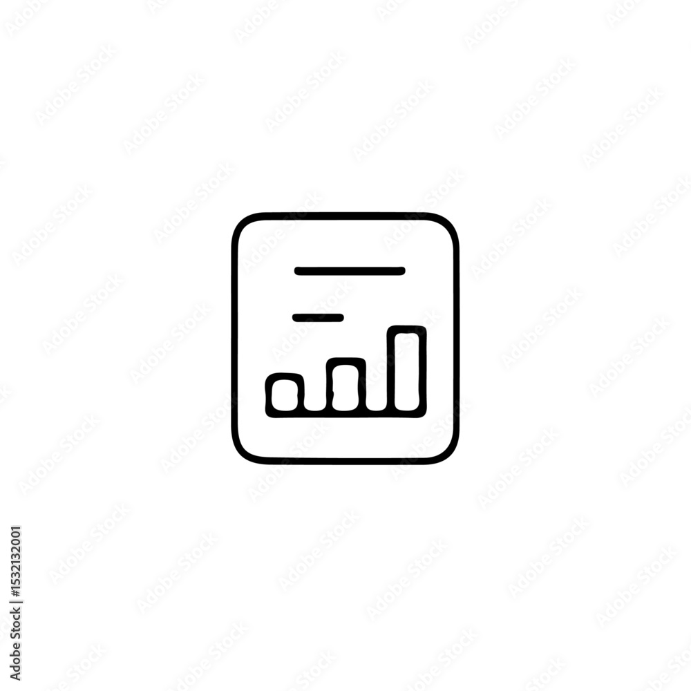 Poster a simple line drawing of a document with a bar graph inside a rounded square on a white background