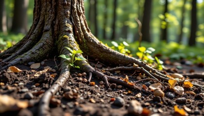 tree root exudates feed soil microbes, stimulating carbon storage and nutrient exchange in forest soils.