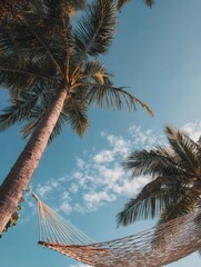 Tropical Hammock Setup with Blue Sky Backdrop