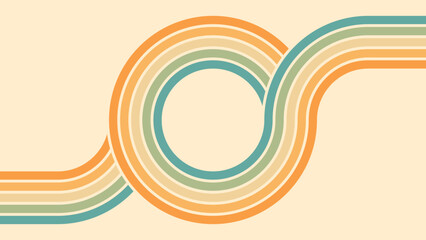 Abstract background of rainbow groovy Wavy Line design in 1970s Hippie Retro style. Vector pattern ready to use for cloth, textile, wrap and other.