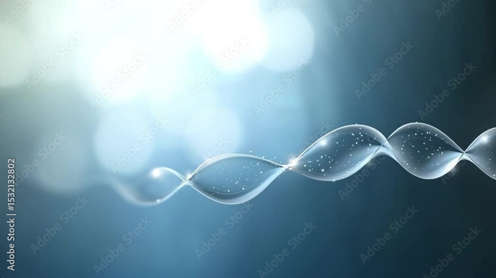 Poster dna helix in focus: a beautifully rendered dna helix, spiraling gracefully against a bokeh backgroun