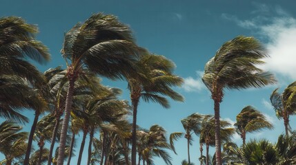 Windswept Palm Trees in Tropical Breeze