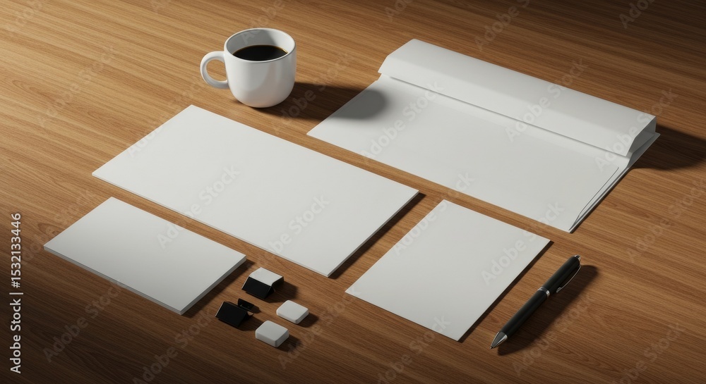 Poster professional branding mockup of stationery items, displaying blank templates for easy customization.