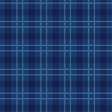 Seamless blue plaid pattern with textured lines, design for fabric, wallpaper, and backgrounds
