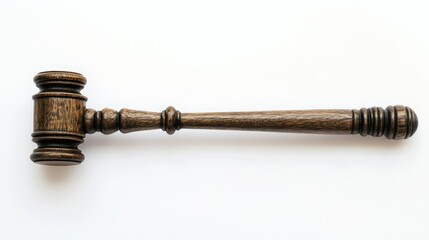Wooden gavel on white background.