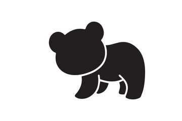 Cute Bear Cub Silhouette Vector  Simple Wildlife Illustration on White Background © Sumesh