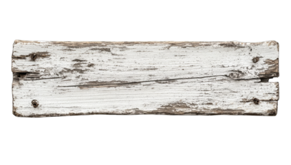 Aged, weathered white plank sign