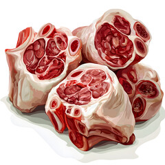 Fresh raw pomegranate bulbs with vibrant red seeds and white pith displayed on a plain surface, showcasing nature's healthy and nutritious fruit