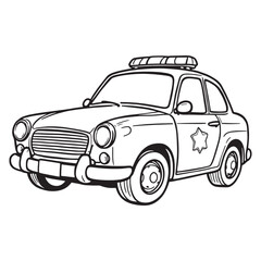 police car line art vector illustration simple design