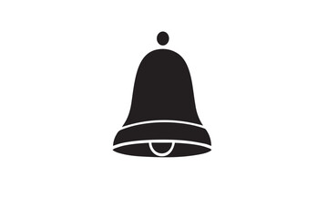 Black vector illustration of a bell in a simple and bold silhouette style. Ideal for notification icons, alarm graphics, school or church themes, holiday designs, and sound-related concepts.