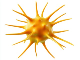 3D Render of a Yellow Spiky Cell on White Background